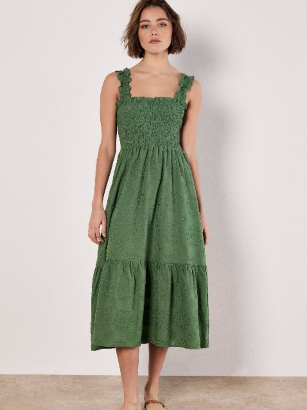 Apricot Green Broderie Anglaise Milkmaid US Size 6
